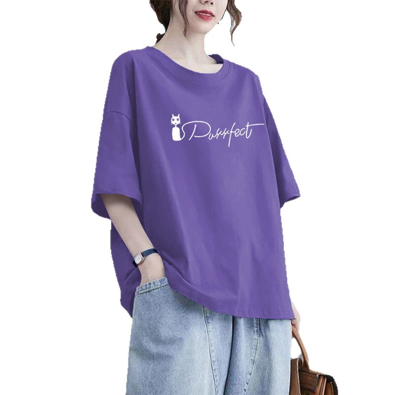 特大码200斤纯棉短袖t恤女2026夏季新款百搭休闲时尚减龄半袖上衣