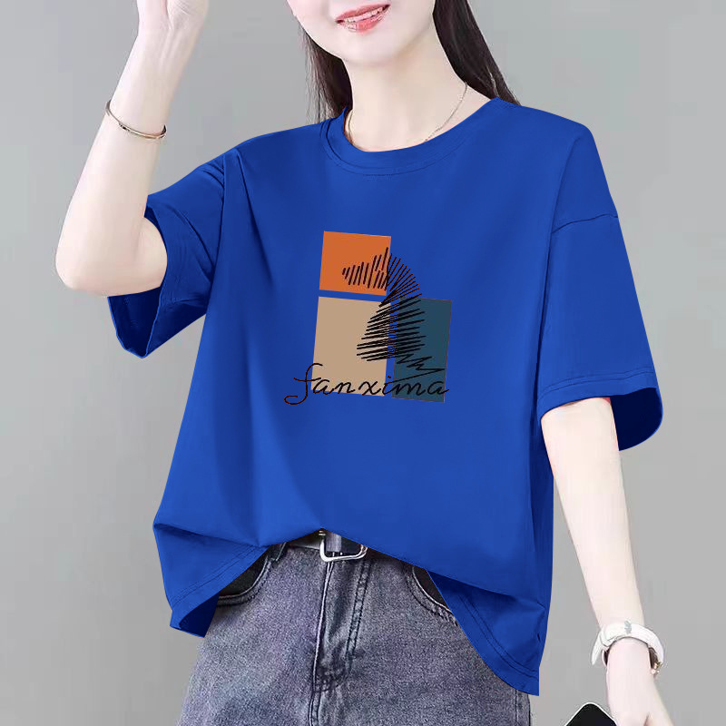 微胖大码显瘦纯棉短袖t恤女夏季新款宽松遮肚子半袖上衣女装体恤