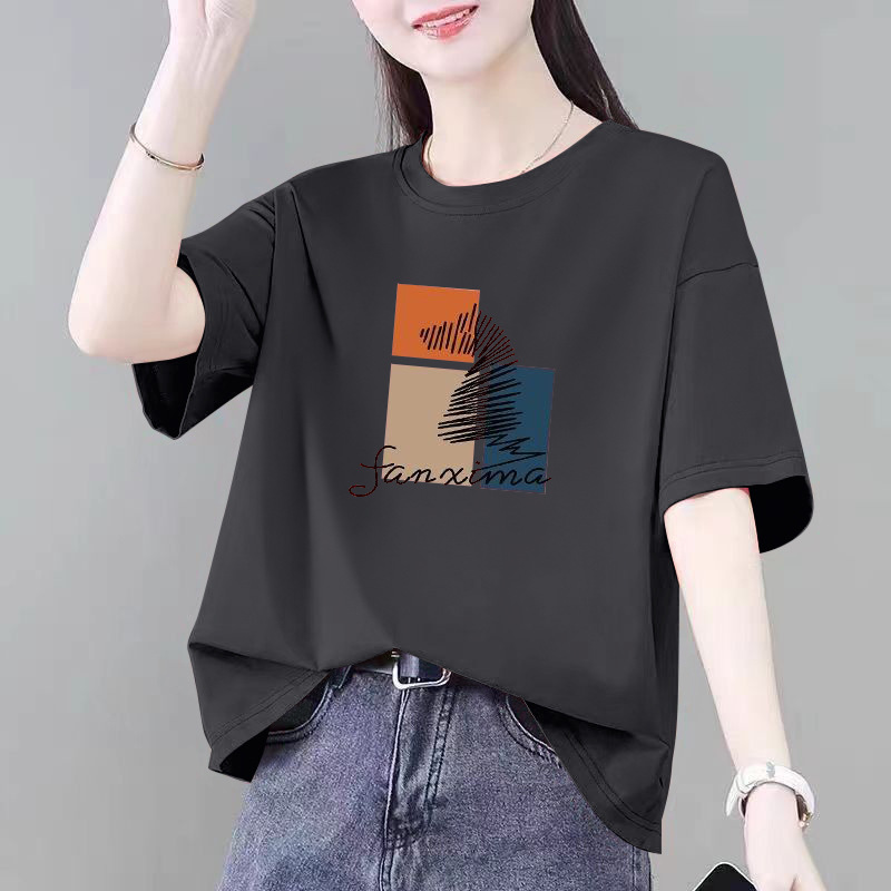 微胖大码显瘦纯棉短袖t恤女夏季新款宽松遮肚子半袖上衣女装体恤