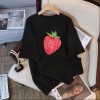 韩系白色草莓印花纯棉短袖t恤女夏季新款百搭透气遮肉显瘦上衣ins