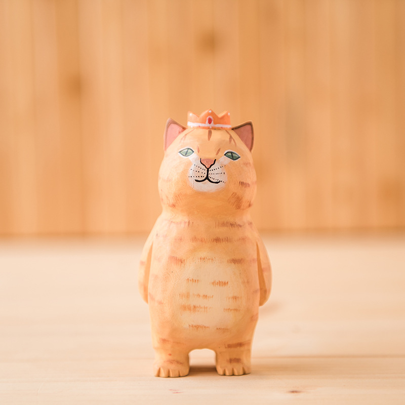 木制工艺品雕刻小猫摆件造型生日礼物diy一件代发木质木雕摆件