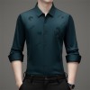 男士无痕桑蚕丝衬衫长袖免烫加绒保暖真丝休闲衬衣男批发休闲百搭