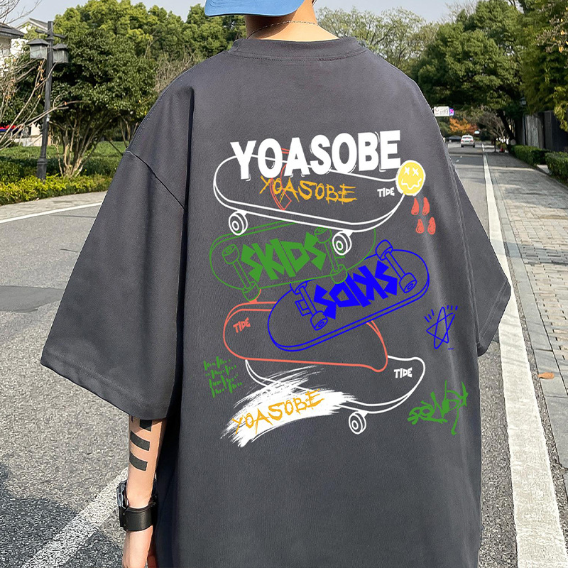 NASA纯棉短袖t恤男夏季潮牌新款大码宽松上衣青少年印花半袖情侣T