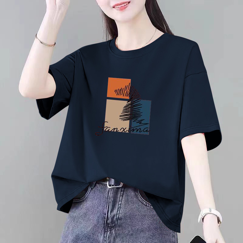 微胖大码显瘦纯棉短袖t恤女夏季新款宽松遮肚子半袖上衣女装体恤