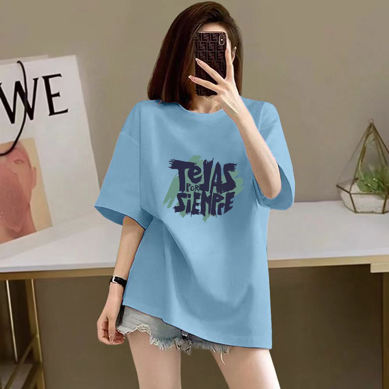 100%纯棉短袖T恤女2026新款夏季宽松印花半袖高级感显瘦爆款上衣