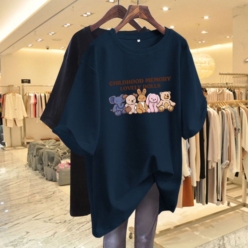 白色短袖t恤女2026新款夏季宽松大码显瘦卡通可爱百搭纯棉上衣ins