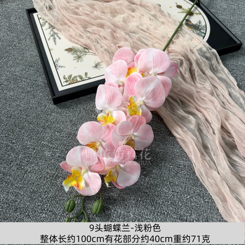 9头胶片蝴蝶兰仿真假花婚庆礼堂花排路引插花装饰布置花艺花材