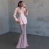 法式名媛风纯色长袖西装微透网纱半裙套装2025跨境欧美风夏季新款