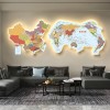 双层中国世界地图发光拼接挂画客厅装饰画LED带灯立体办公室壁画
