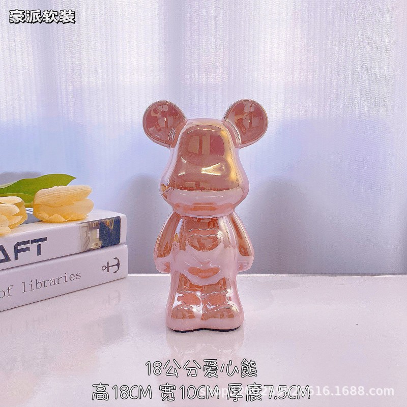 中式暴力熊摆件高档陶瓷客厅玄关电视柜酒柜存钱罐家居装饰品送礼