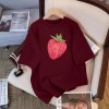 韩系白色草莓印花纯棉短袖t恤女夏季新款百搭透气遮肉显瘦上衣ins