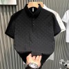2025新款短袖T恤男时尚轻奢提花休闲青年修身翻领带领打底上衣