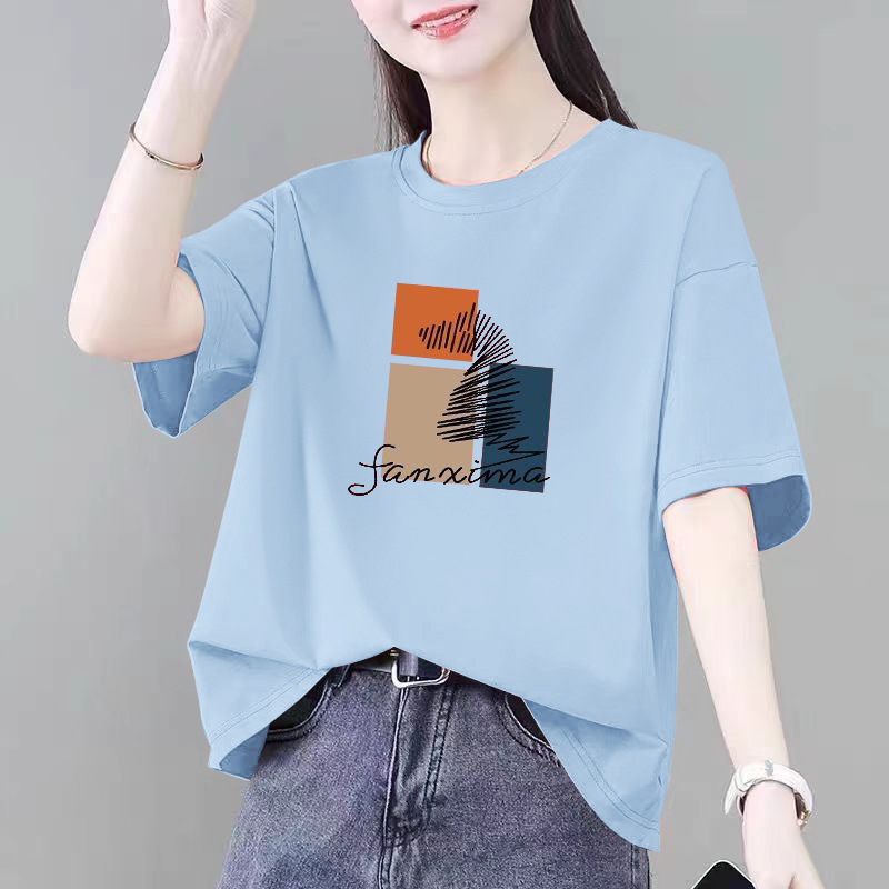 微胖大码显瘦纯棉短袖t恤女夏季新款宽松遮肚子半袖上衣女装体恤
