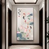 新中式荷花九鱼图玄关挂画入户正对门招财装饰画走廊过道高级壁画