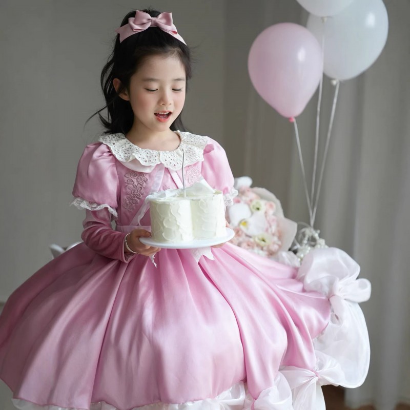 女童连衣裙春新款粉色公主裙灰姑娘女宝宝生日礼服洛丽塔儿童裙子
