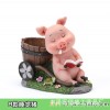 庭院花园装饰工艺品摆件可爱小猪花盆创意办公室桌面收纳树脂笔筒
