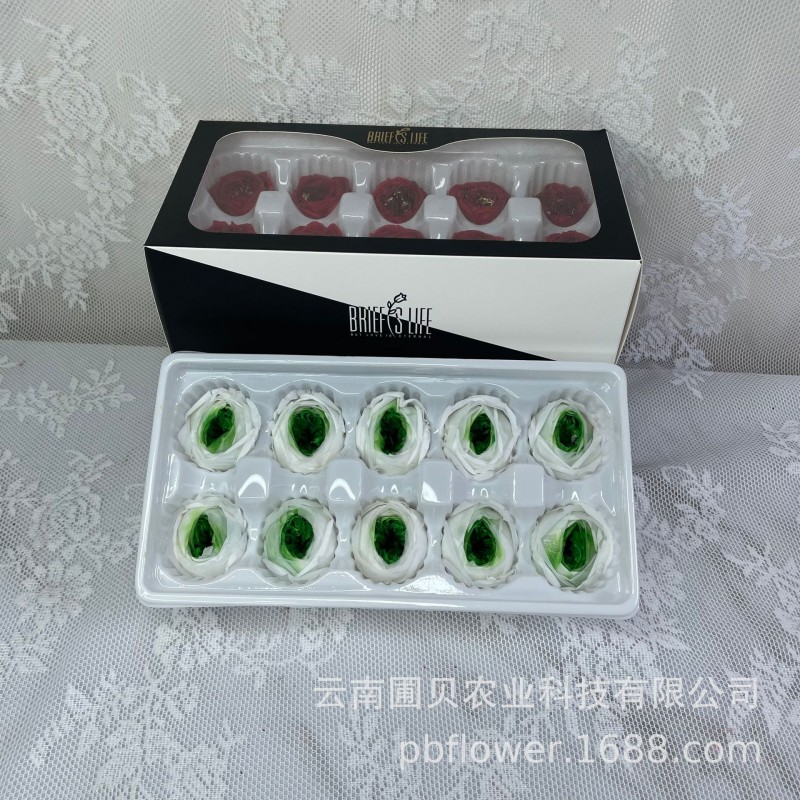 花者厂家直供A级保鲜花酷皮玫瑰4-5cm蝴蝶奥斯汀双色永生花头批发