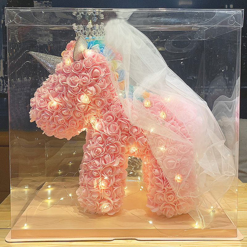 PE泡沫礼物送女生玫瑰花独角兽生日礼品成品批发七夕情人节礼物