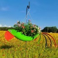 独立站新品Flying Parrot Flower Pot 彩色鹦鹉花盆园林装饰摆件