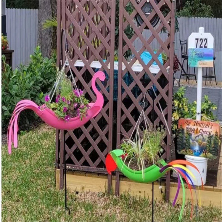 独立站新品Flying Parrot Flower Pot 彩色鹦鹉花盆园林装饰摆件