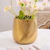 金色陶瓷花盆家用欧式插花花瓶仿真花装饰品摆件简约绿植盆栽厂家