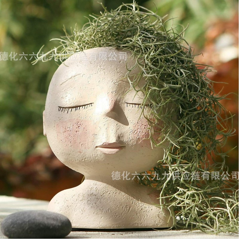 亚马逊热销北欧树脂工艺品无手花盆花园庭院装饰摆件跨境专供