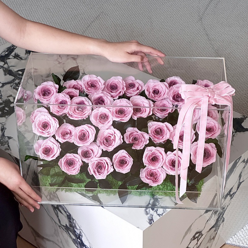 厂家直发玫瑰永生花巨型行李箱高级感花盒送女友闺蜜生日礼物批发