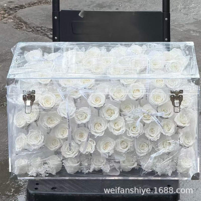 厂家直发玫瑰永生花巨型行李箱高级感花盒送女友闺蜜生日礼物批发