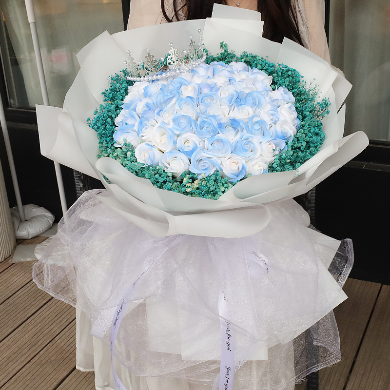 七夕情人节玫瑰永生花礼物花束高级感教师节母亲节香皂花礼盒批发