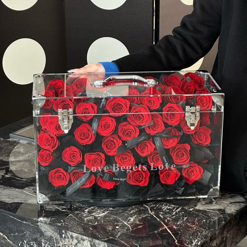 厂家直发玫瑰永生花巨型行李箱高级感花盒送女友闺蜜生日礼物批发