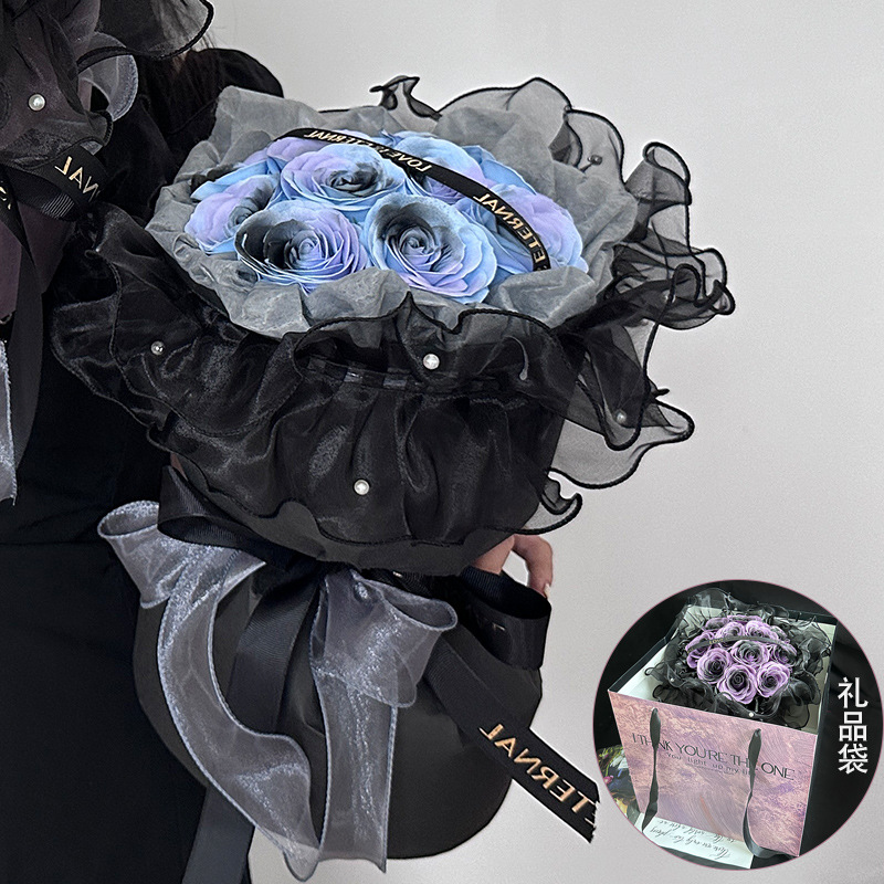 七夕情人节玫瑰永生花礼物花束高级感教师节母亲节香皂花礼盒批发