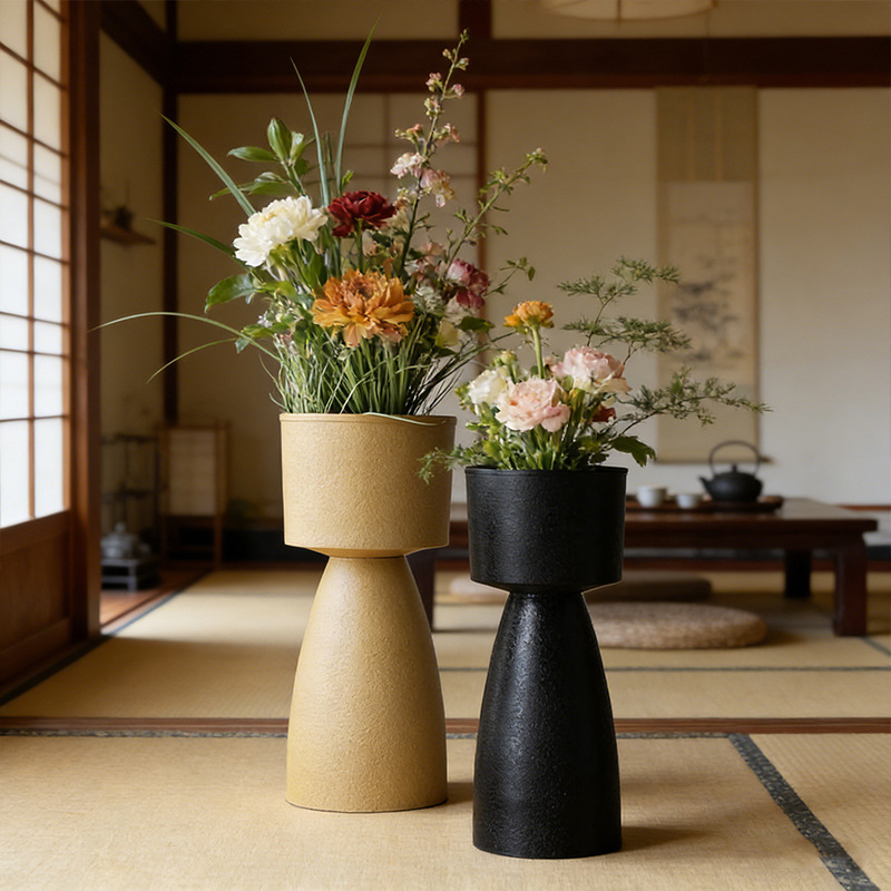 室内户外通用火炬头高款树脂花盆摆放简约大气园林造景花盆