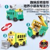 百变校巴儿童变形反转车翻转变形工程车玩具回力小汽车消防车男孩