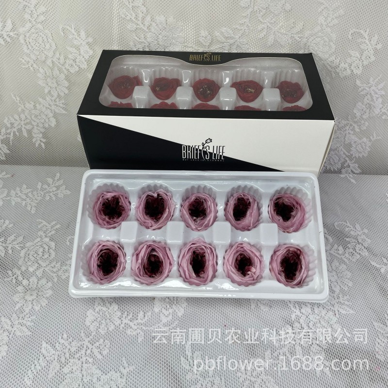 花者厂家直供A级保鲜花酷皮玫瑰4-5cm蝴蝶奥斯汀双色永生花头批发