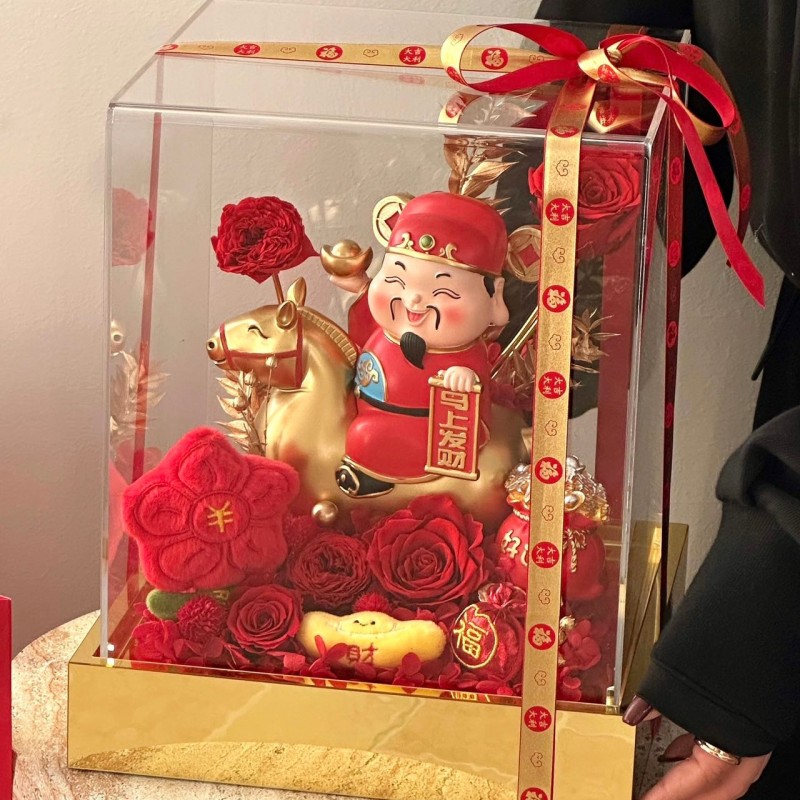 厂家直发2026年永生花马年好运马公仔真花摆件新年送女生日礼物