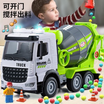 仿真惯性工程车水泥搅拌出料大号男孩声光混泥土套装玩具车批发
