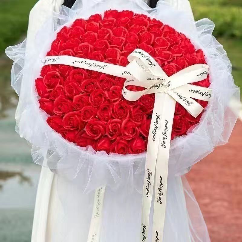 99朵玫瑰花束七夕情人节礼物送女友生日浪漫礼物香皂永生花情人节