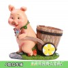 庭院花园装饰工艺品摆件可爱小猪花盆创意办公室桌面收纳树脂笔筒