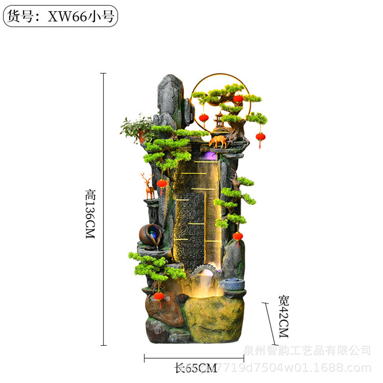 中式假山流水喷泉风水轮生财摆件循环水客厅落地招财鱼缸开业礼品