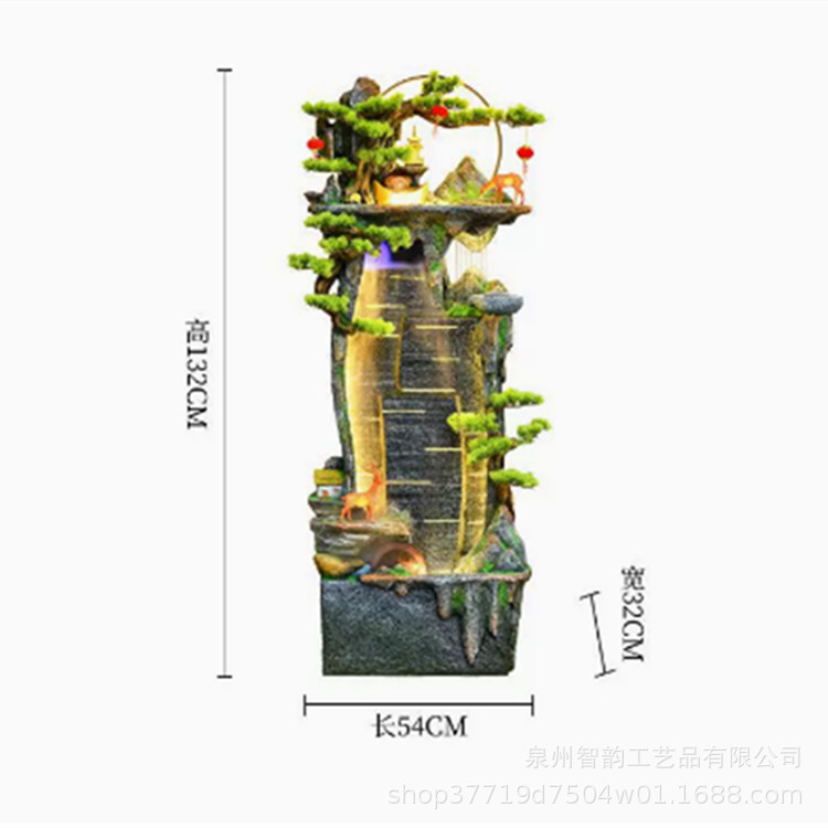 中式假山流水喷泉风水轮生财摆件循环水客厅落地招财鱼缸开业礼品
