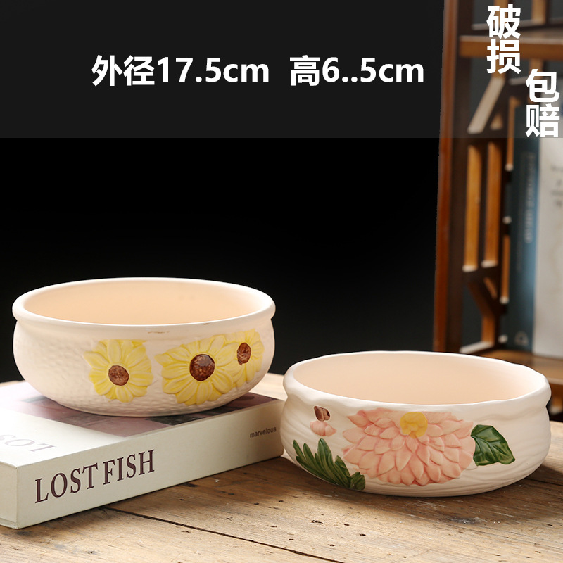 批发多肉花盆陶瓷复古盆栽创意盆粗陶多肉植物大口径组合套装大号