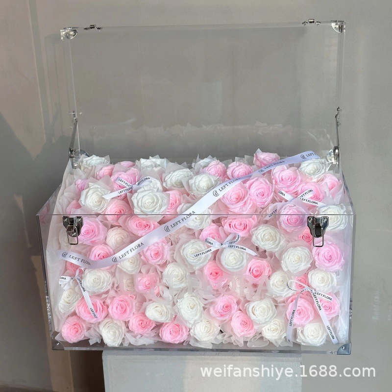 厂家直发玫瑰永生花巨型行李箱高级感花盒送女友闺蜜生日礼物批发
