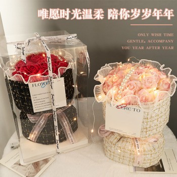 情人节礼物仿真19朵玫瑰香皂花花束母亲节礼物永生花花束高级感