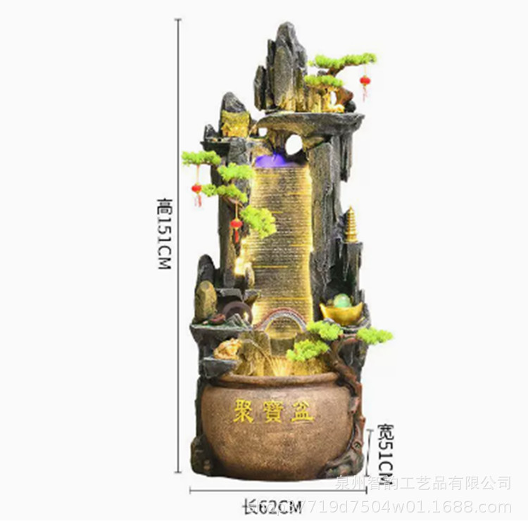 中式假山流水喷泉风水轮生财摆件循环水客厅落地招财鱼缸开业礼品
