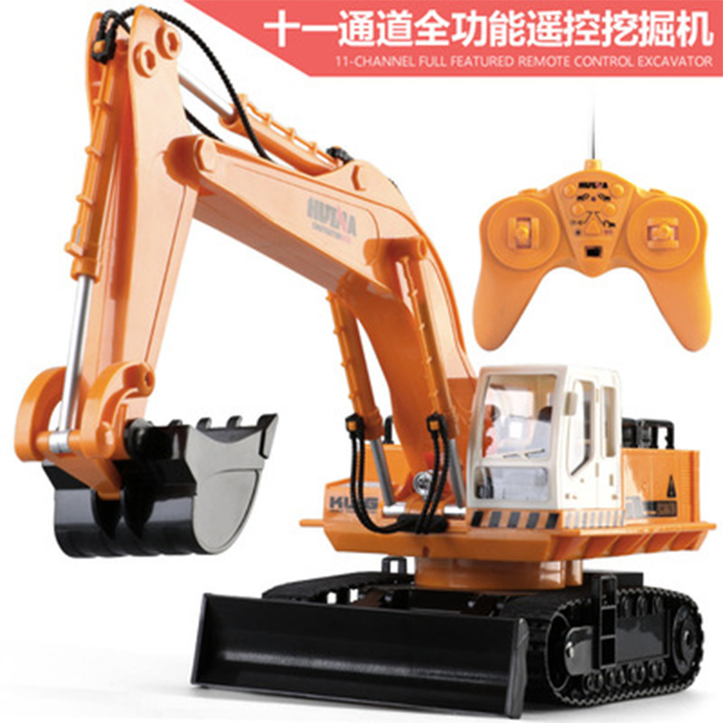 汇纳310挖掘机11通道遥控推挖土机儿童电动玩具车遥控工程车
