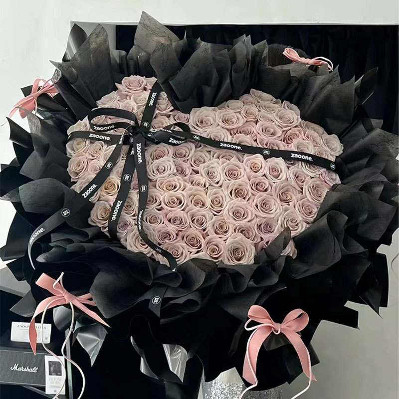 轻奢永生花仿真香皂花七夕芭蕾风送女友玫瑰花束蝴蝶结曼塔玫瑰花