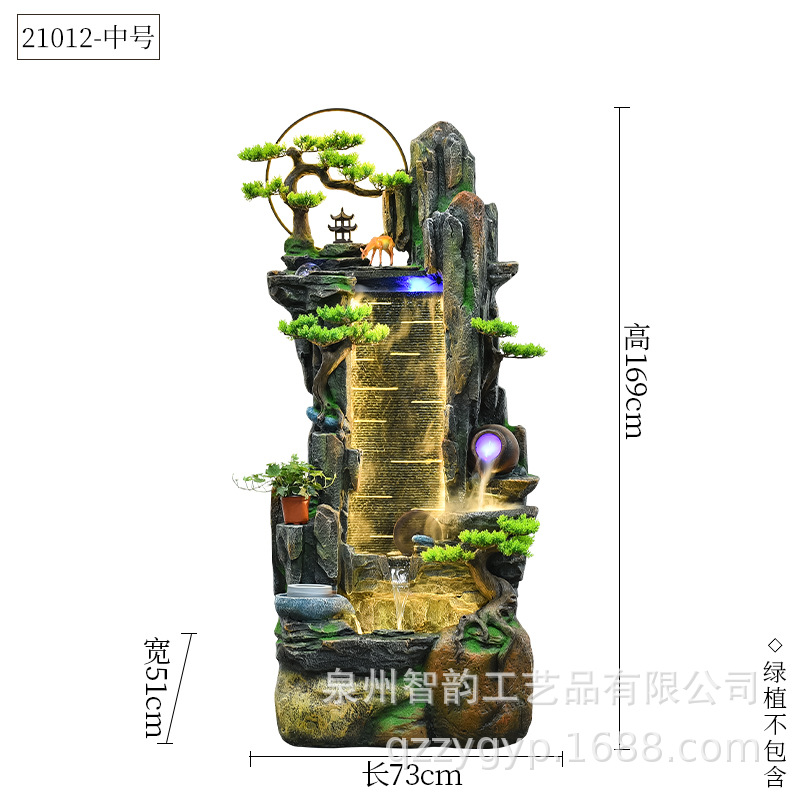 中式假山流水喷泉风水轮生财摆件循环水客厅落地招财鱼缸开业礼品