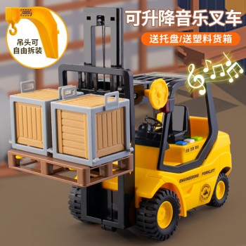 宝宝大号惯性工程车音乐叉车吊车升降起重机儿童男孩玩具车模型