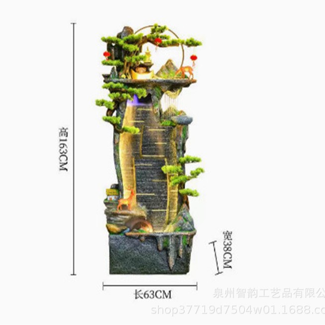 中式假山流水喷泉风水轮生财摆件循环水客厅落地招财鱼缸开业礼品