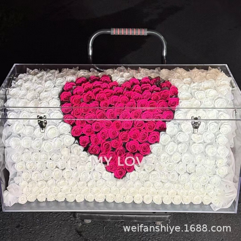 厂家直发玫瑰永生花巨型行李箱高级感花盒送女友闺蜜生日礼物批发